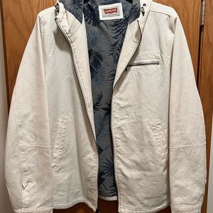 Levi’s XXL white hooded medium weight Mens Jacket LIKE NEW no tags